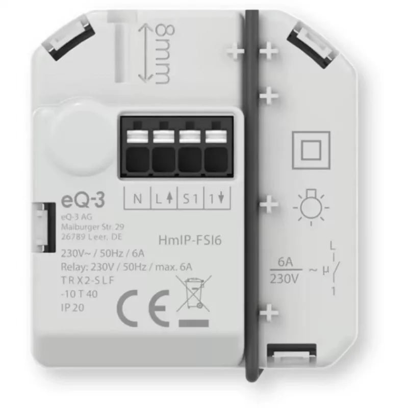 Homematic IP attuatore di commutazione da incasso con ingresso pulsante (6 A)