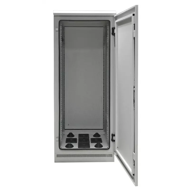 EFB Elektronik armadio di rete 19 inch IP55 24U 800x800 con basamento premontato, grigio chiaro RAL 7035