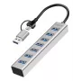 LogiLink hub USB 3.0 7x USB-A cavo di collegamento 2-in-1 argento