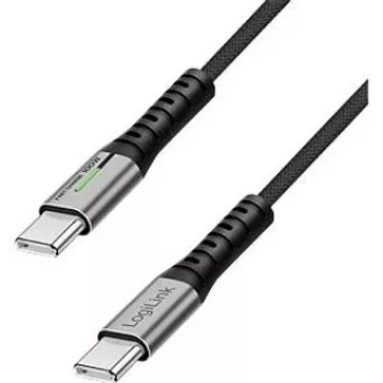 LogiLink cavo USB 2.0 Type-C 0,3m 480Mbps 100W PD intrecciato con LED nero