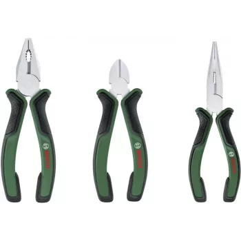 Bosch set di 3 pinze 1600A02C0S (verde/nero) – pinza combinata, tronchese, pinza regolabile per tubi