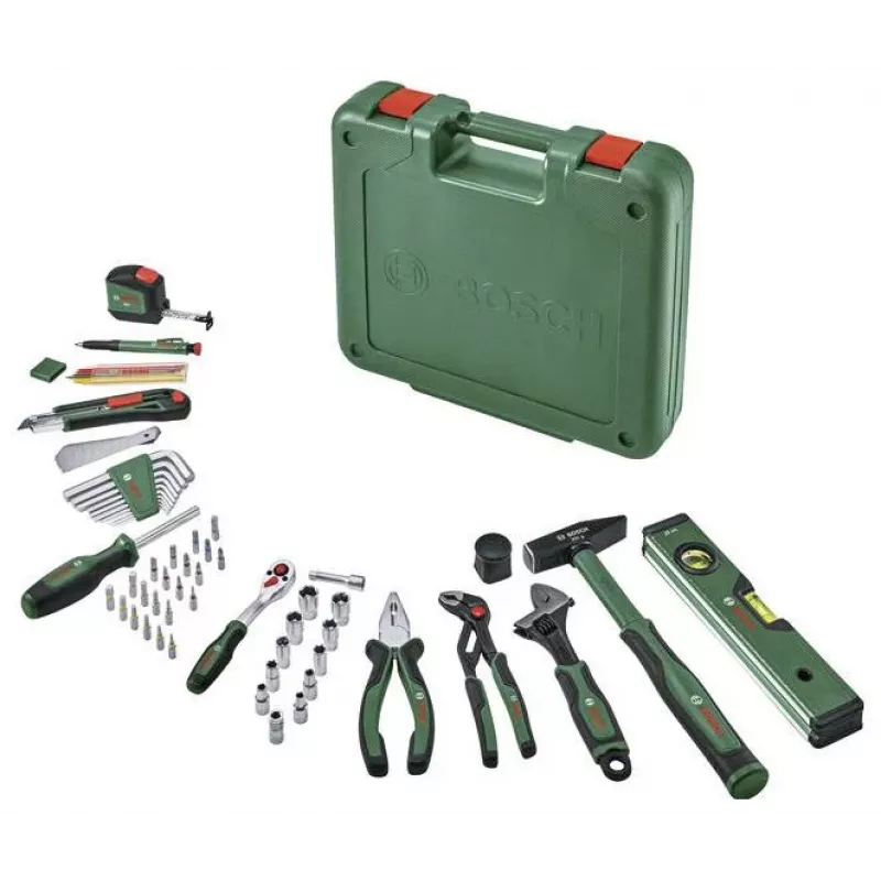 Bosch set di 63 utensili manuali in valigetta verde