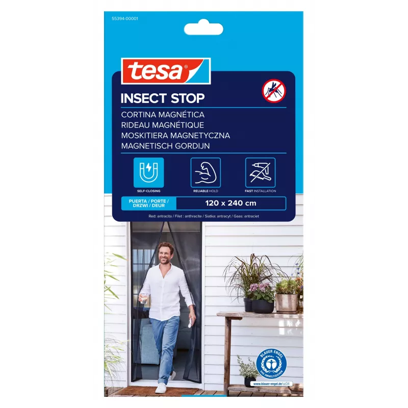 tesa Insect Stop zanzariera magnetica per porta antracite 1,2 x 2,4 m
