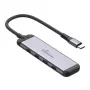 MEDIARANGE MRCS512 hub USB-C 4 porte 3x USB-C 3.2 Gen 1 + 1x PD 100W argento