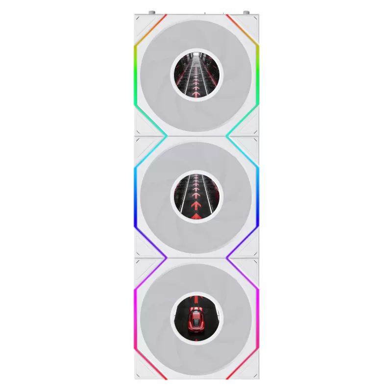 Lian Li UNI FAN TL120 LCD FLEX Wireless ARGB ventola PWM per case 120mm confezione da 3 bianco