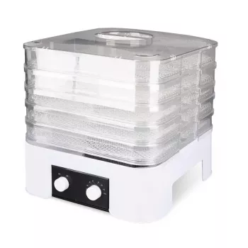 MEO MR-768 MAESTRO Essiccatore per verdure e frutta, 520 W, 5 livelli, temperatura regolabile 35-70°C, timer fino a 48h, Bianco & Trasparente