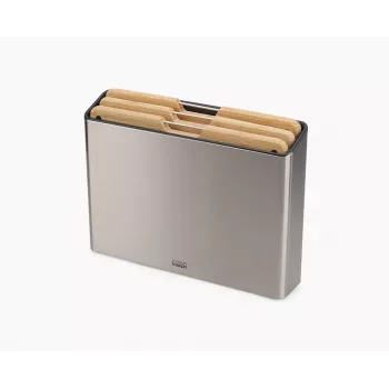 Joseph Joseph Folio Bamboo Set di 3 taglieri con supporto sottile, Grigio antracite
