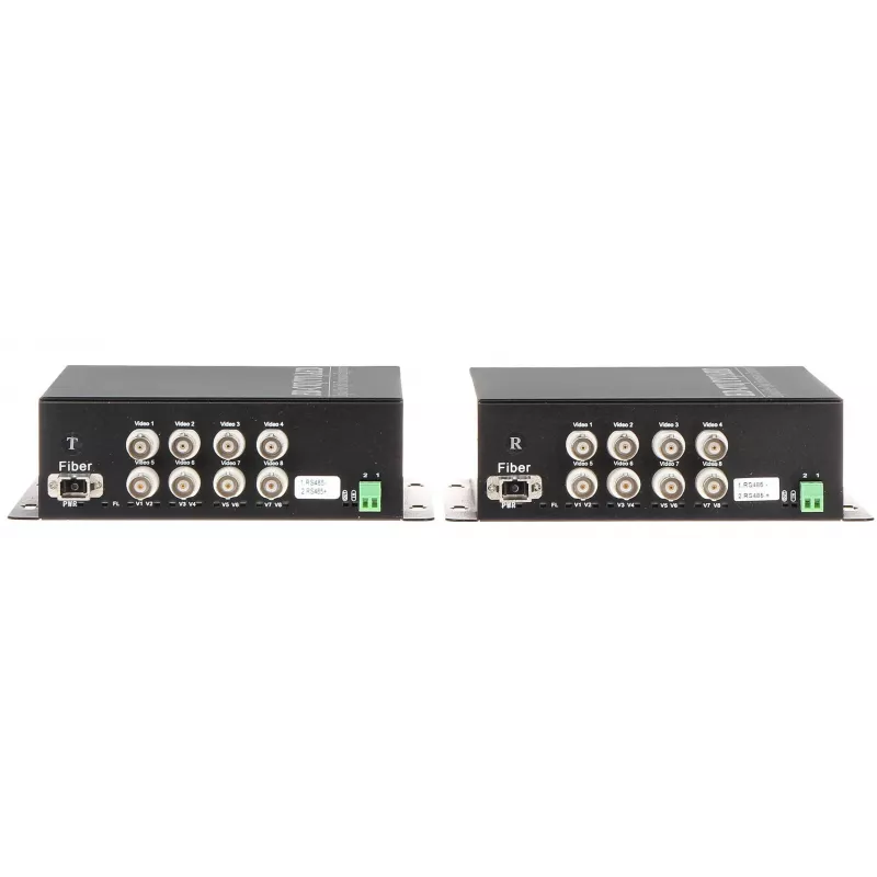 DELTA OVH-8D/SC convertitore industriale 8 canali RS-485/422 su fibra ottica monomodale, SC Duplex, 20 km, guida DIN