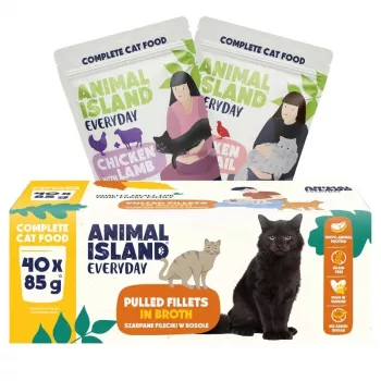 ANIMAL ISLAND Cibo umido per gatti gusto misto, 40 x 85 g, alimento completo per gatti adulti