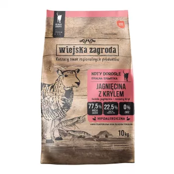 WIEJSKA ZAGRODA Agnello con krill Cibo secco per gatti - 10kg