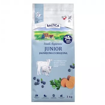 BALTICA Flavours of Regions Junior Agnello con vitello – Cibo secco senza cereali per cuccioli, 3 kg