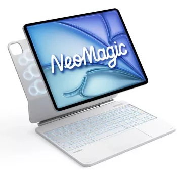 Inateck custodia con tastiera per iPad Pro 12,9 pollici (3ª-6ª generazione) con trackpad, tasti retroilluminati, layout QWERTZ - bianco