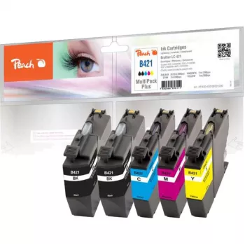 PEACH Ink multipack PI500-430 compatibile con Brother LC-421 (nero, ciano, magenta, giallo) - confezione da 4