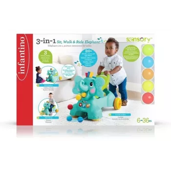B-KIDS elefante 3-in-1 per sedersi, camminare e cavalcare di Infantino