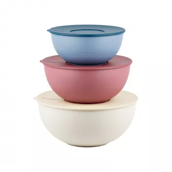 Guzzini EVERYWHERE BIO set di 3 ciotole con coperchi, colori assortiti