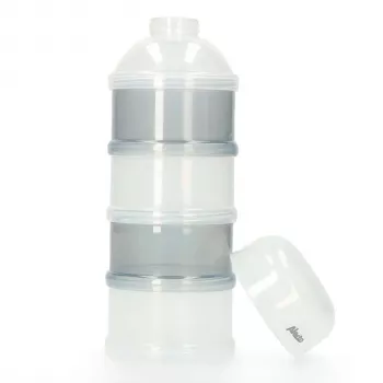 Alecto BF-4 contenitore per latte in polvere con 3 scomparti, senza BPA, a tenuta stagna, bianco/trasparente