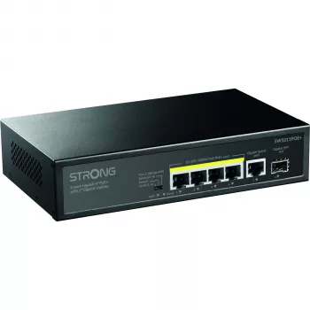 Strong SW5011POE+ Switch Gigabit PoE+ 8 porte, budget 120W, metallo, senza ventola