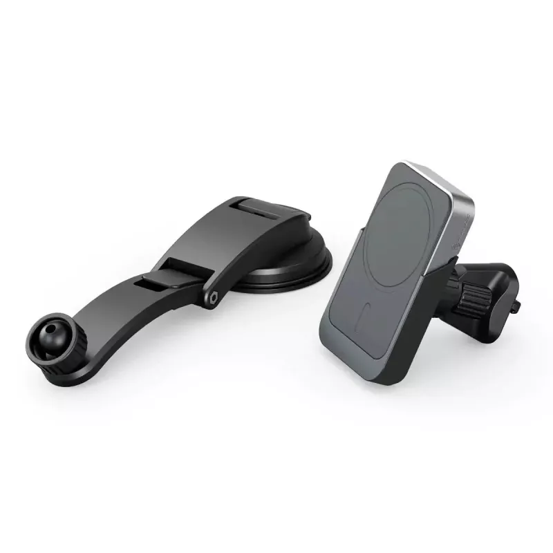 ALOGIC Matrix Supporto magnetico universale per ricarica wireless auto con ventosa e clip per bocchette, ricarica rapida Qi 15W, bloccaggio automatico, rotazione 360°, nero