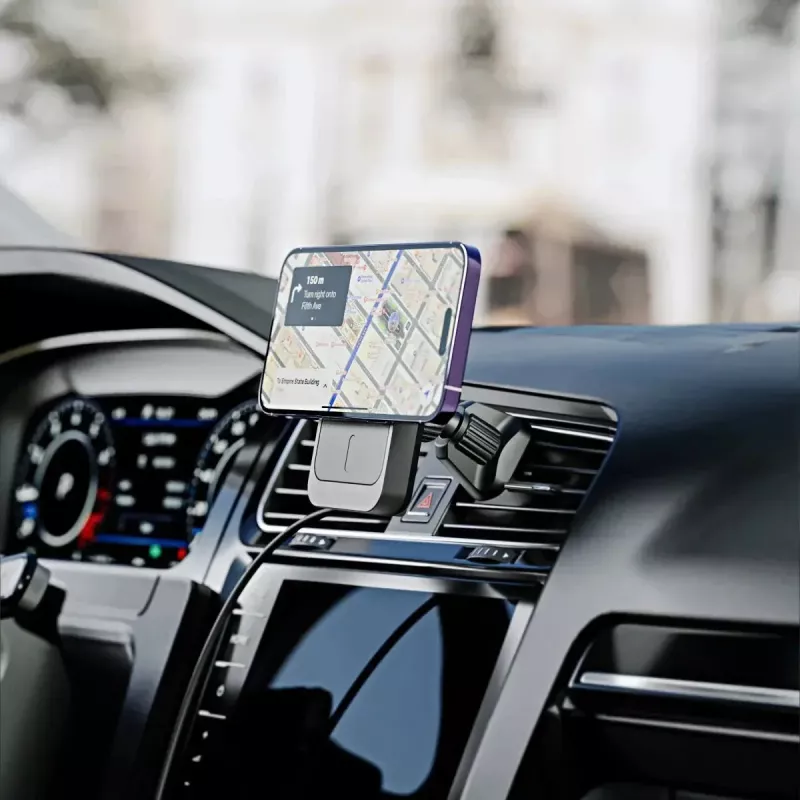ALOGIC Matrix Supporto magnetico universale per ricarica wireless auto con ventosa e clip per bocchette, ricarica rapida Qi 15W, bloccaggio automatico, rotazione 360°, nero