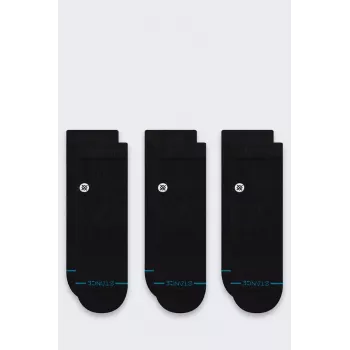 Stance Icon Quarter calze confezione da 3 - nero