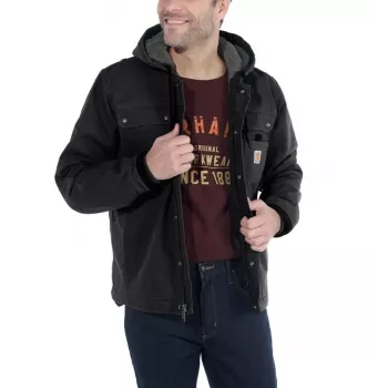 Carhartt Sandstone Barlett giacca uomo giacca da lavoro con fodera Sherpa e cappuccio, trattamento DWR, schiena Bi-Swing, cuciture a tripla impuntura, Carhartt marrone
