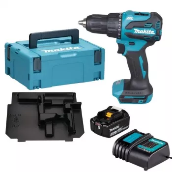 Makita DHP490SF1J 18V LXT trapano avvitatore a percussione brushless con batteria 3.0Ah, caricabatterie e valigetta Makpac