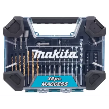 Makita E-22573 set 38 pezzi punte per trapano e inserti per avvitatore con punte HSS-G, per legno e per muratura