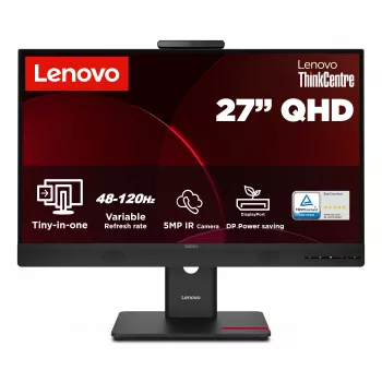Lenovo ThinkCentre Tiny-in-One 27 Gen6 monitor 27 pollici UHD IPS con webcam integrata, altoparlanti e hub USB