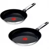 Tefal Emotion set di padelle in acciaio inox, 2 pezzi, 24/28 cm