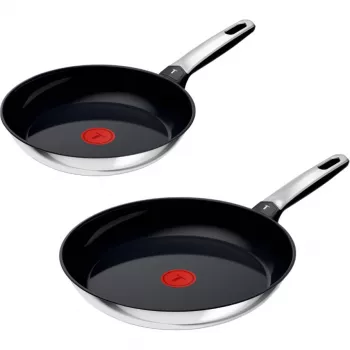 Tefal Emotion set di padelle in acciaio inox, 2 pezzi, 24/28 cm