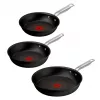 Tefal Experience set di padelle in alluminio, 3 pezzi, nero, 20/24/28 cm