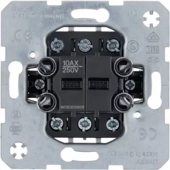 Hager WDE303808 meccanismo deviatore doppio, 2 posti, 10AX, da incasso, ingressi separati