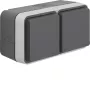 Hager WNC144 presa SCHUKO doppia a parete con coperchio a ribalta, IP55, grigio