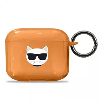 Karl Lagerfeld KLA3UCHFO custodia AirPods 3 arancione Choupette