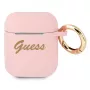 GUESS GUA2SSSI custodia per AirPods 1/2 rosa in silicone Vintage Script