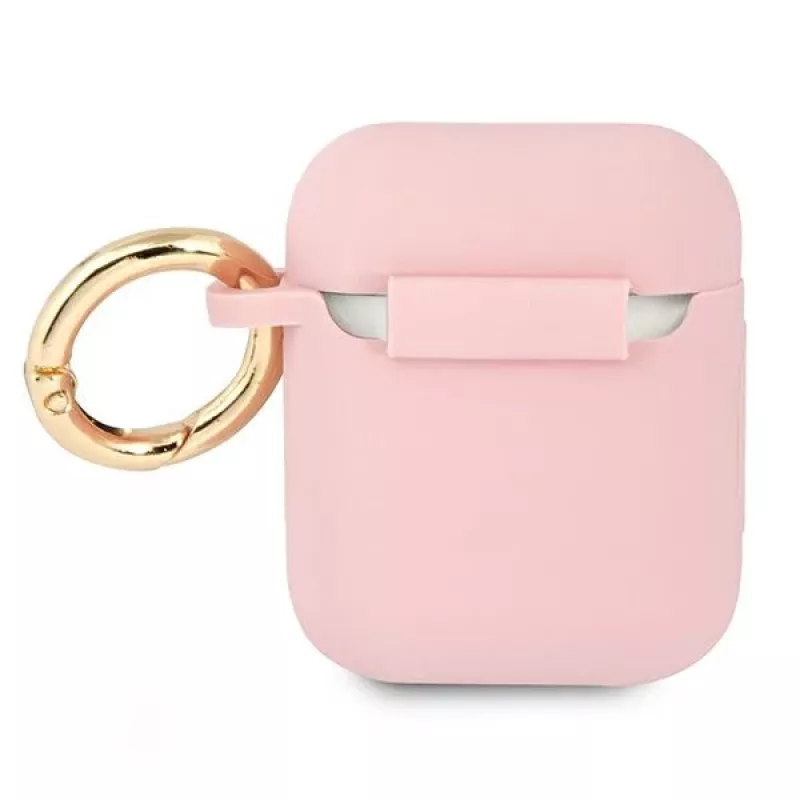 GUESS GUA2SSSI custodia per AirPods 1/2 rosa in silicone Vintage Script