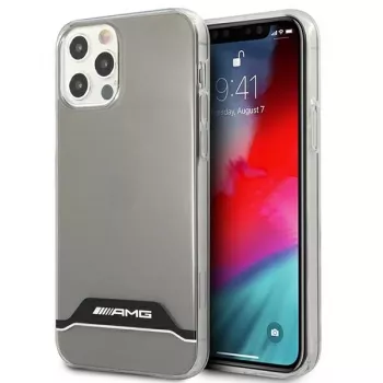 AMG AMHCP12MTCBW custodia rigida trasparente per iPhone 12/12 Pro placcata nero e bianco