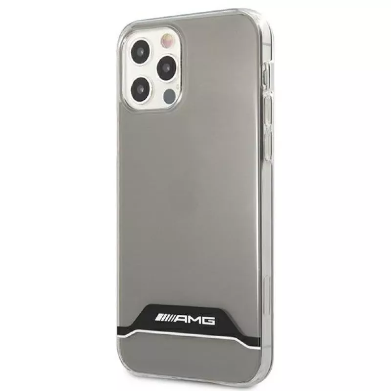 AMG AMHCP12MTCBW custodia rigida trasparente per iPhone 12/12 Pro placcata nero e bianco