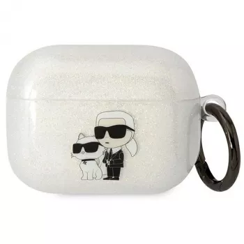 Karl Lagerfeld KLAPHNKCTGT custodia per AirPods Pro trasparente glitter Karl & Choupette