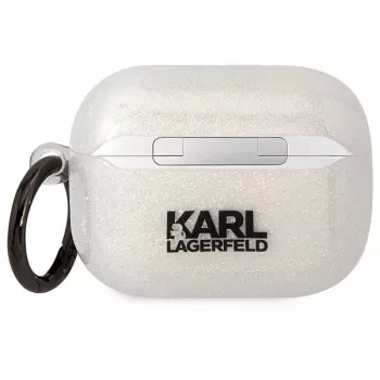 Karl Lagerfeld KLAPHNKCTGT custodia per AirPods Pro trasparente glitter Karl & Choupette