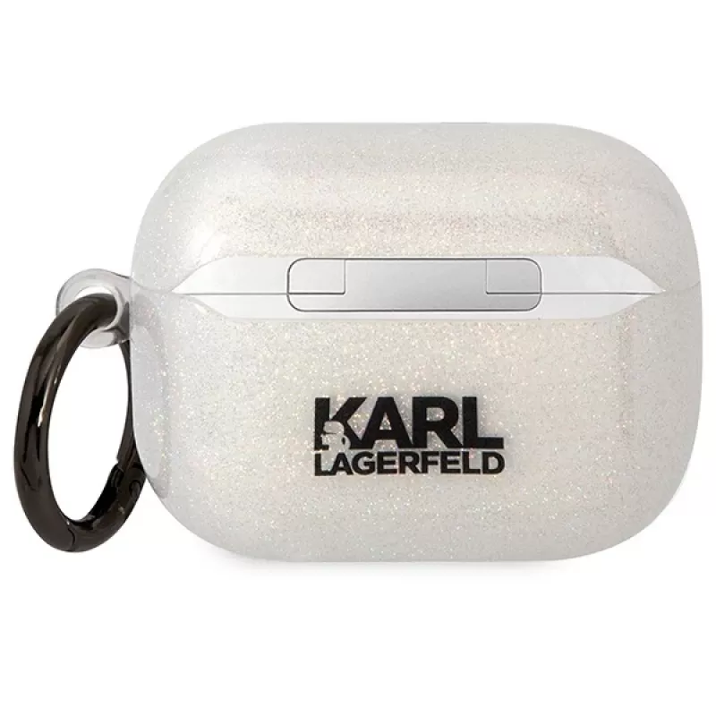 Karl Lagerfeld KLAPHNKCTGT custodia per AirPods Pro trasparente glitter Karl & Choupette
