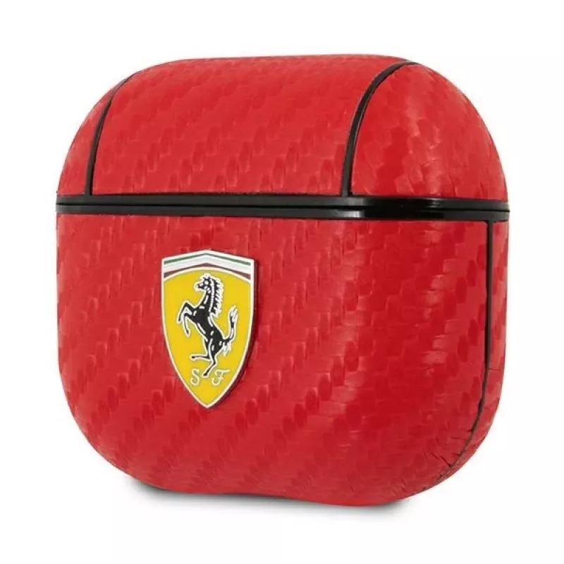 Ferrari FESA3CARE On Track custodia per AirPods 3 rossa PU carbonio