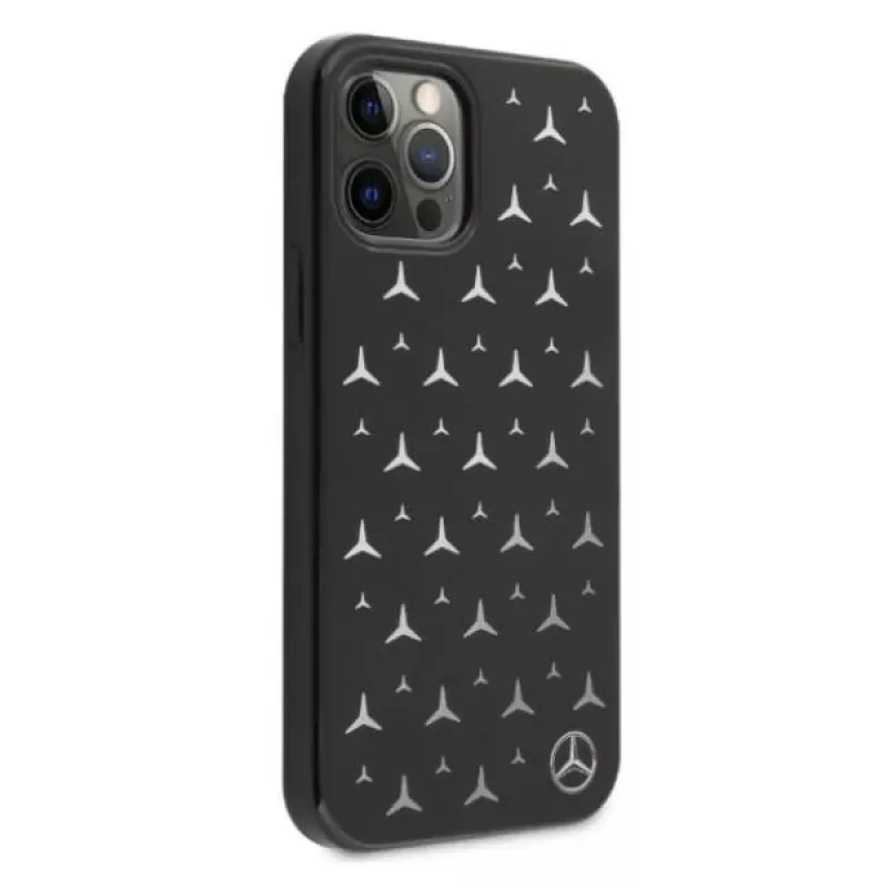 Mercedes-Benz custodia rigida per iPhone 12 Pro Max motivo stelle argentate nera