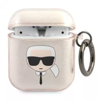 Karl Lagerfeld KLA2UKHGD custodia per AirPods 1/2 oro glitter Karl Head