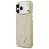 GUESS Glitter Triangle Logo custodia MagSafe per iPhone 17 Pro Max - oro