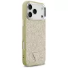 GUESS Glitter Triangle Logo custodia MagSafe per iPhone 17 Pro Max - oro