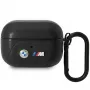 Custodia in pelle BMW AirPods Pro con design a linee curve - nero