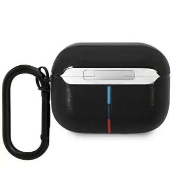 Custodia in pelle BMW AirPods Pro con design a linee curve - nero