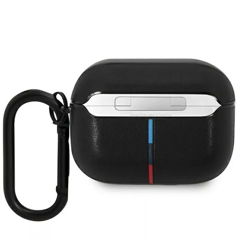Custodia in pelle BMW AirPods Pro con design a linee curve - nero