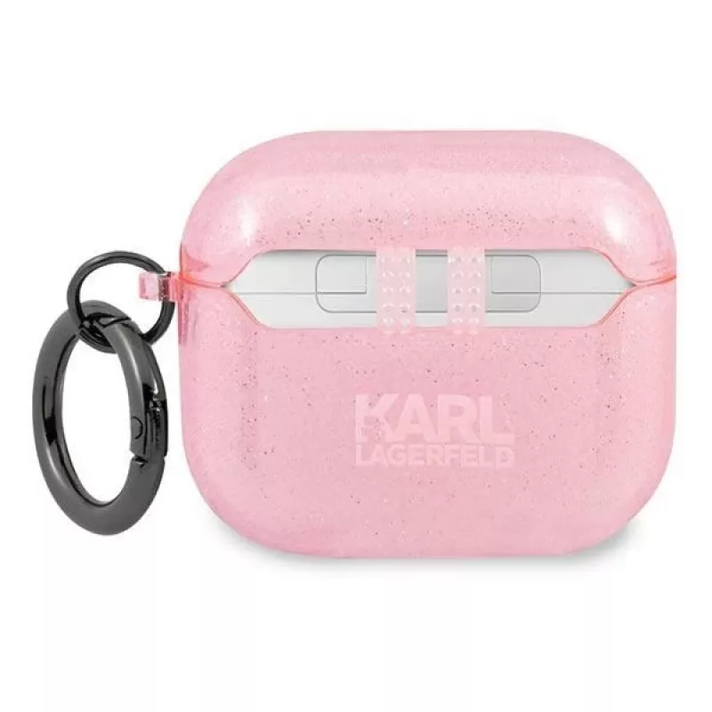Custodia Karl Lagerfeld KLA3UKHGP Glitter Karl's Head per AirPods 3 - rosa